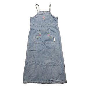 VTG 90s Y2K Arizona Jean Company Denim Dress Sz 10/12  Halter Hippie Boho Farm